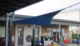 Right angled triangle fitted to existing primary school building . Swindon . March 2104