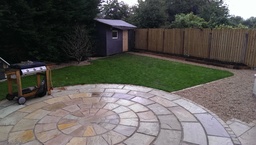 sandstone patio design by Landscape gardener Dubli