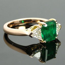 Rose Gold natural Emerald and Diamond