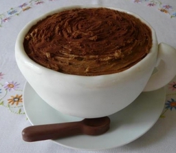 Cup of Coffee Cake with chocolate teaspoon