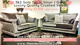 Parker & Farr silver crushed velvet sofas