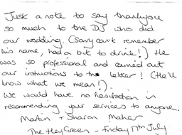 Mike Andy Entertainments Thank You Letter From The Hey Green Bride & Groom