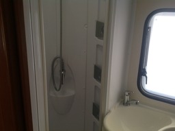 Family Motorhome toilet with separate shower.