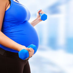 pregnant woman with dumbbells