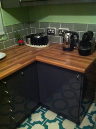 Tiling wall/floor. Kitchen units