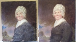 Oil painting before and after restoration 