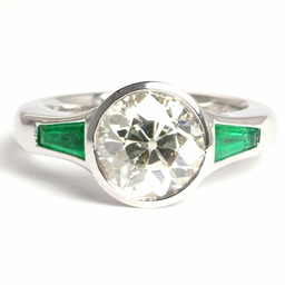 Diamond and Emerald Platinum Ring