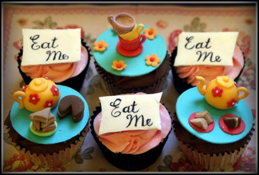 Bespoke Alice in Wonderland birthday cupcakes
