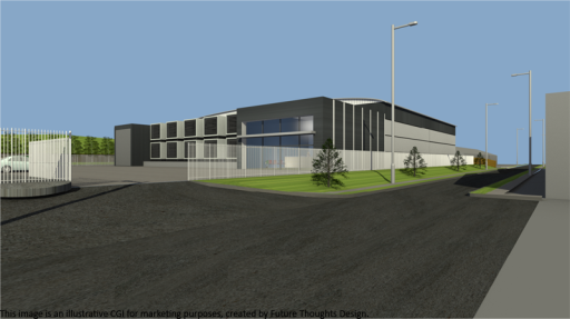 New Wellingborough Data Centre development site, street view.