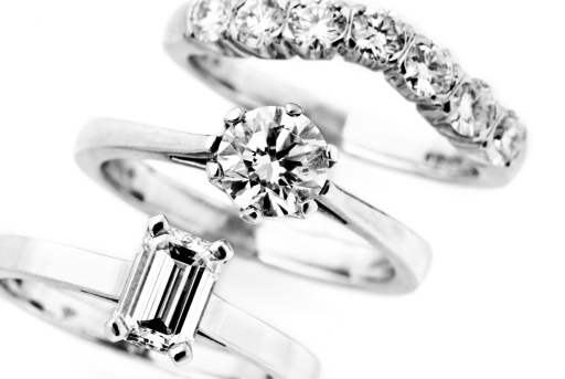 Handmade platinum and diamond wedding and engagement rings.