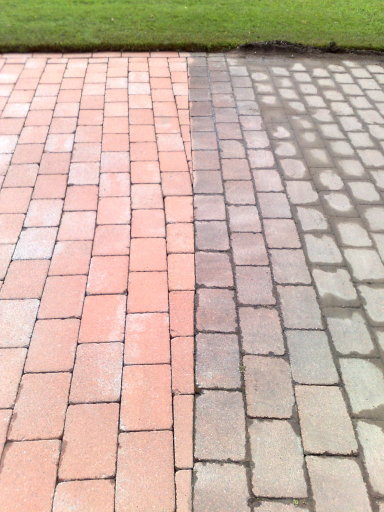 Monoblock driveway cleaning showing the before and after results.