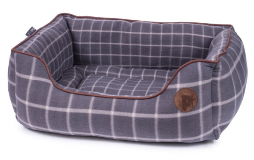 Grey check dog bed
