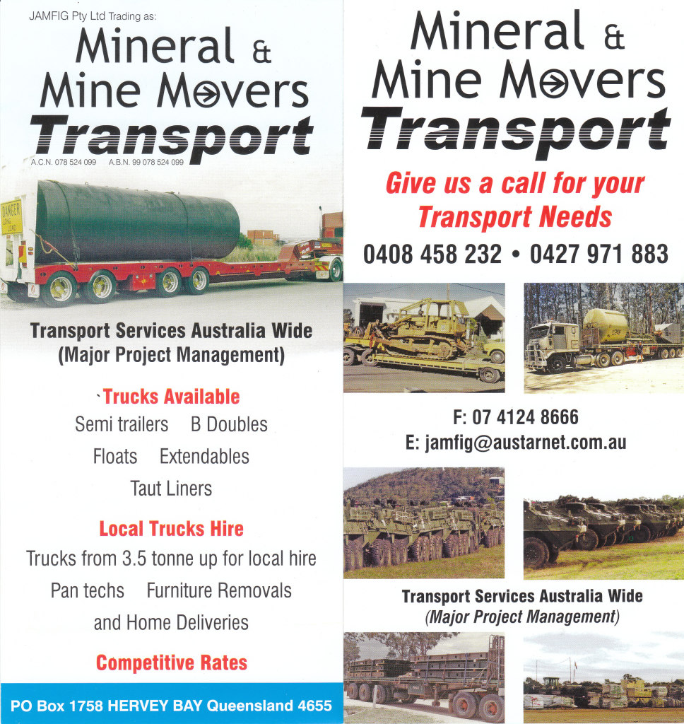 Mineral and Mine Movers Transport 191 Condor Drive, Hervey Bay, 4655