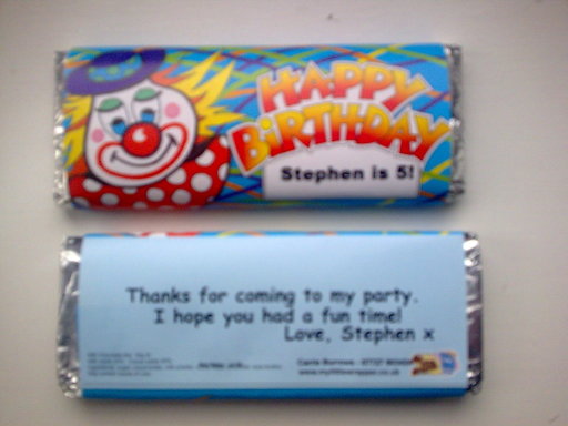 Personalised Chocolate Bar - Clown Ref 111