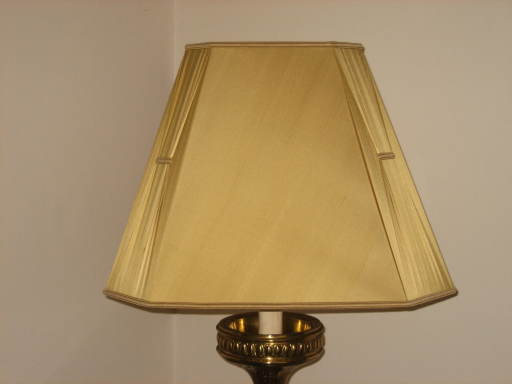 silk lampshade with pleated corners handmade in the UK