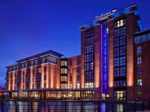 Hotel exterior dusk