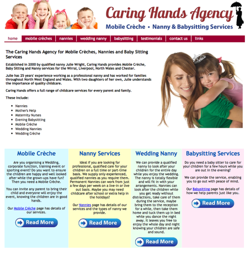 New website design for Caring Hands Agency