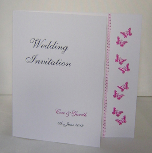 Side Border Wedding Invitation - Butterflies