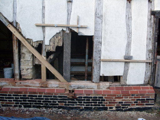 oak frame with wattles in position