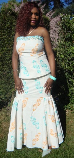 African print skirt and top