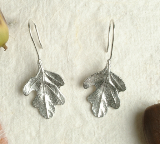 Oak leaf pewter earrings