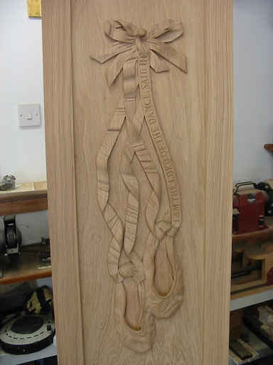 Ballet Slippers carved from solid Oak and applied