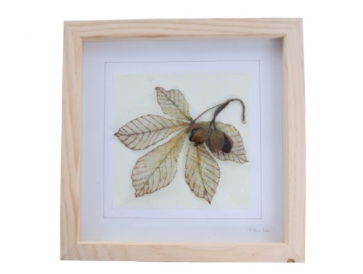 Autumn leaves. Free hand machine embroidery, framed.