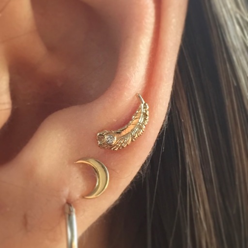 14k gold feather
