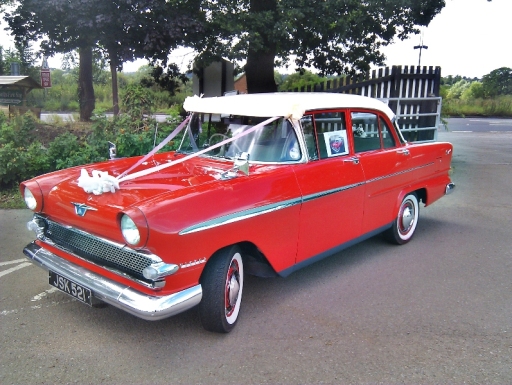 50's Retro Classic wedding car in red and white Towcester Northampton