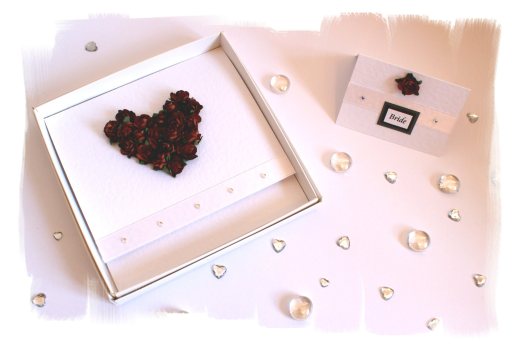Luxury handmade rose heart invitation