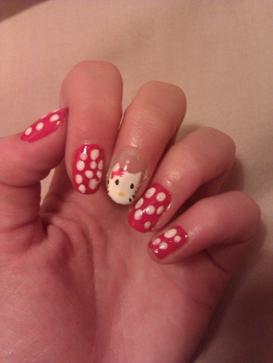 Pamper party nail art hello kitty!