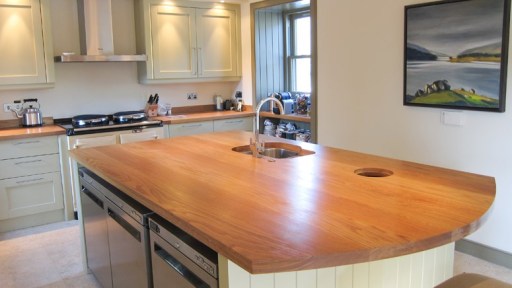 Bespoke painted kitchen with oak worktops