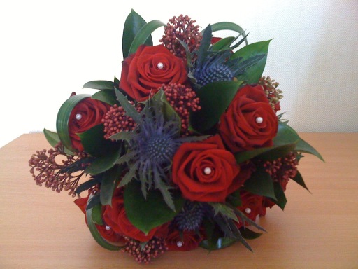 Red Rose and Thistle Wedding Bouquet