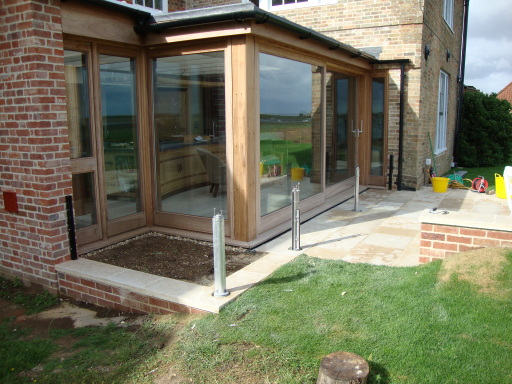 2) core holes drilled, compression posts installed