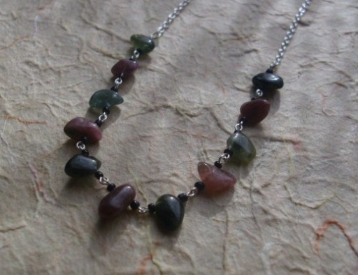 Tourmaline nuggets semi precious necklace