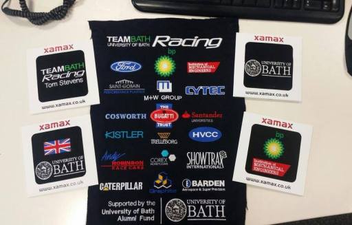 Embroidered poloshirt samples for University Racing teams.