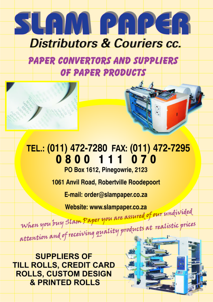 Slam Paper Distributors and Couriers 1061 Anvil Road, Roodepoort, Gauteng, 1714