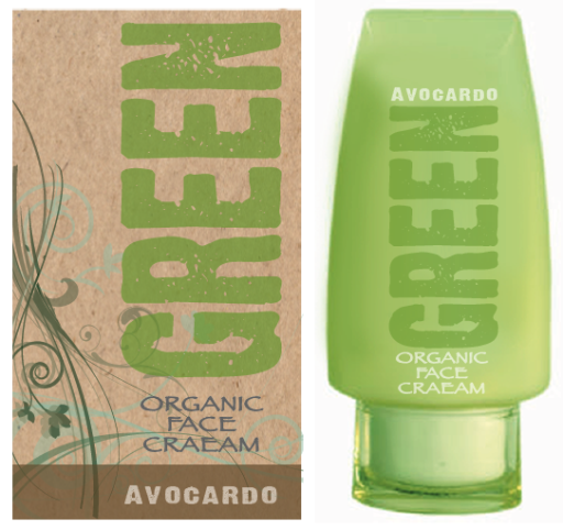 Green organic body cream packaging