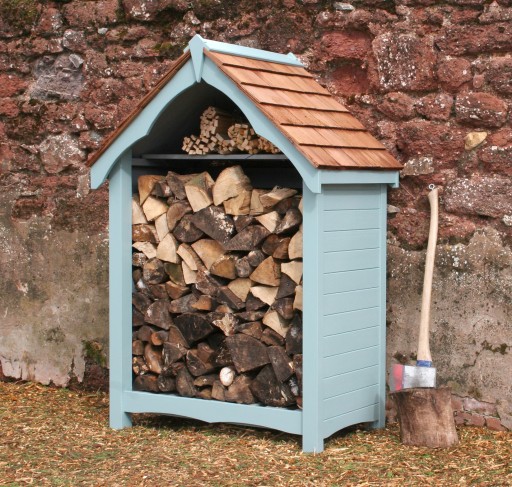 Log Store, Victorian style, painted with a Cedar roof.