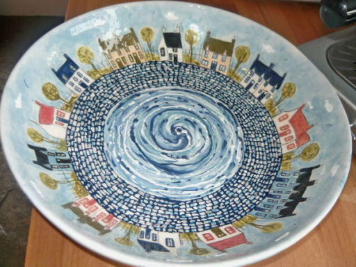 Handpainted large seahouses bowl