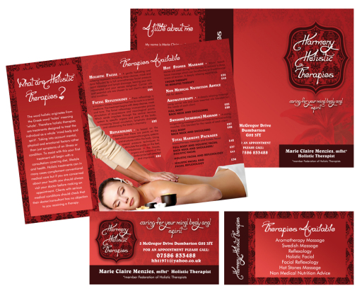 Third of an A4 folded double sided brochure with business cards