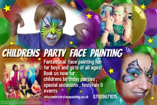 Professional and colourful Childtens party face painting