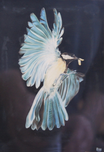 Bird at night in watercolour
