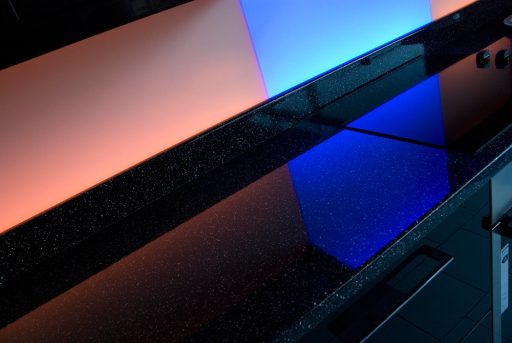 Illuminated glass kitchen splashback