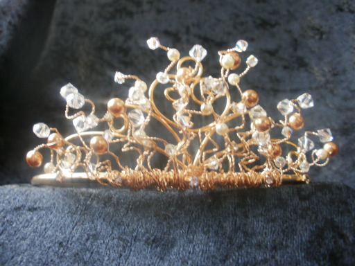Handmade Swarovski gold tone tiara