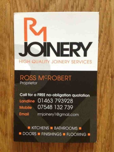 RM Joinery buisness card