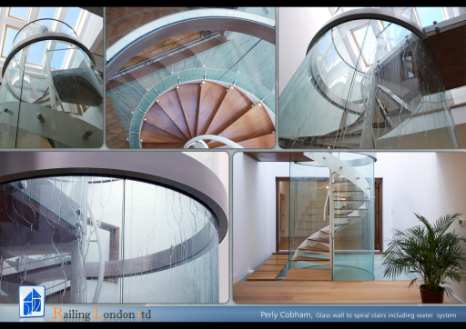 Spiral staircase and glass balustrade , water future
