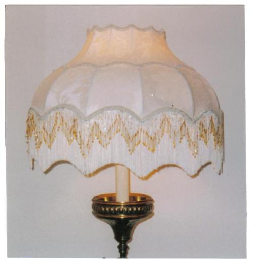 period handmade lampshade with fringe and bead trim