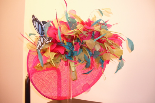 Large Pink Butterfly Fascinator