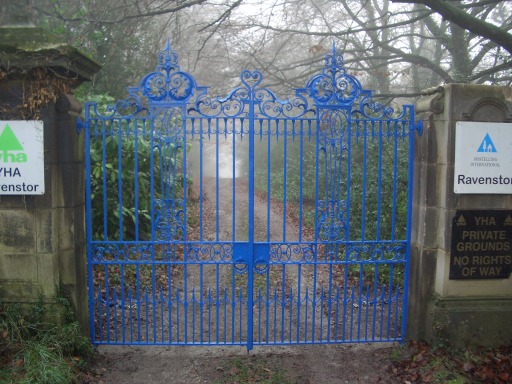 Wrought iron Edwardian gates, restored on behalf of the National Trust
